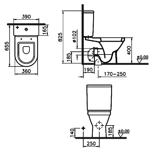 Унитаз-компакт VitrA S50 белый 9739B003-1165
