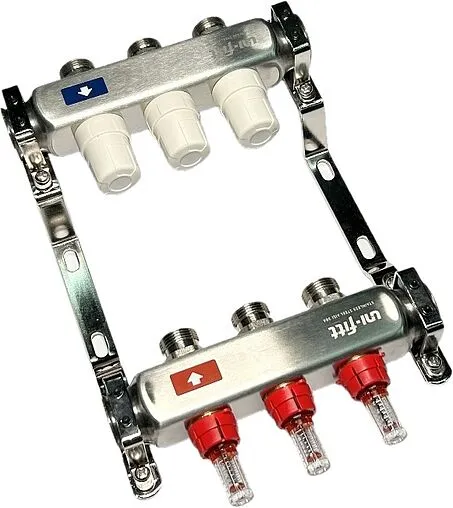Группа коллекторная с расходомерами 2 отвода 1&quot;в/в x ¾&quot;ек Uni-fitt OPTIMAL 450B4302.RU