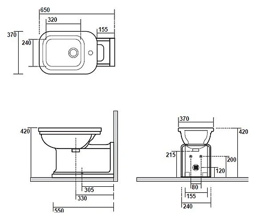 Биде напольное Kerasan Waldorf белый 4120K1bi/cr*1