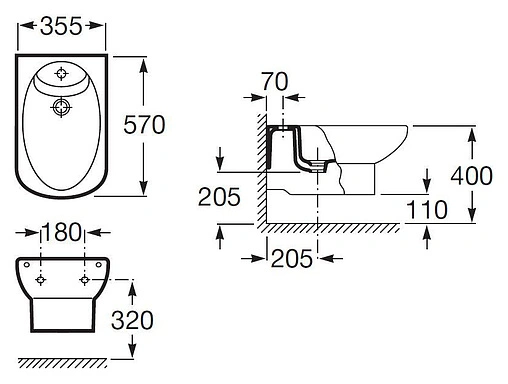 Биде подвесное Roca Dama Senso белый 357515000