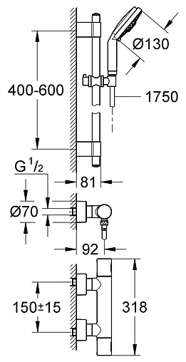 Душевая стойка с термостатом Grohe Grohtherm 3000 Cosmopolitan хром 34275000