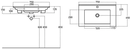Раковина Sanovit Atria 75 белый 9075-KL