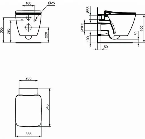 Комплект 5 в 1 Ideal Standard Strada II AquaBlade P387001 с кнопкой хром глянцевый