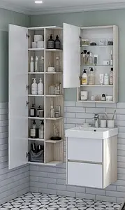 Шкаф-зеркало Aquaton Сканди 45 белый/дуб верона 1A252002SDB20, 4