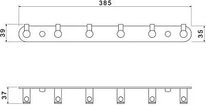 Планка с 6-ю крючками Aquatek Европа хром AQ4124CR Планка с 6-ю крючками Aquatek Европа хром AQ4124CR, 2