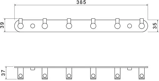 Планка с 6-ю крючками Aquatek Европа хром AQ4124CR