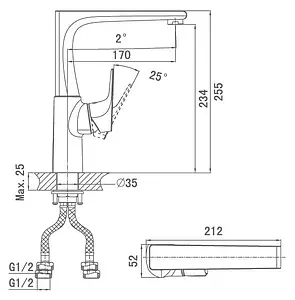 Смеситель для кухни D&K Hertz Rhein хром DA1292401, 2