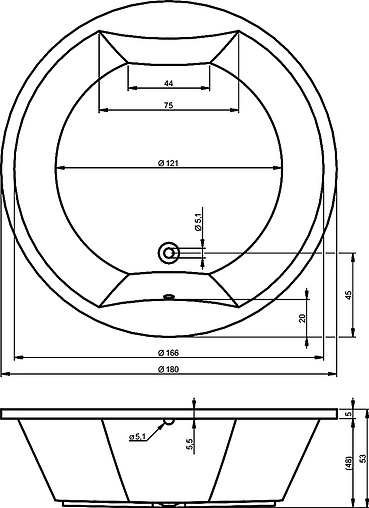 Ванна акриловая отдельностоящая Riho COLORADO D=180 B038001005