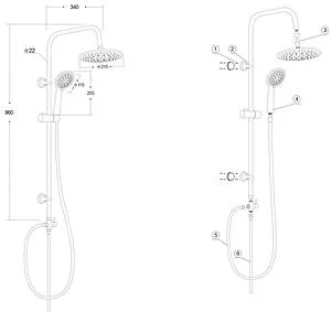 Душевая система без смесителя Osgard Grunan хром 10050 Душевая система без смесителя Osgard Grunan хром 10050, 2