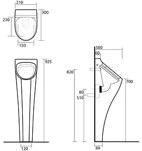 Писсуар напольный со скрытым подводом воды Kerasan Aquatech белый 373001, 2