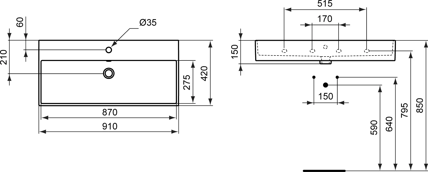 Раковина Ideal Standard Strada 91 белый K078601 Раковина Ideal Standard Strada 91 белый K078601, 2