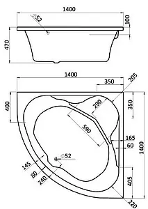 Ванна акриловая Santek Карибы 140x140 1WH111982 Ванна акриловая Santek Карибы 140x140 1WH111982, 2