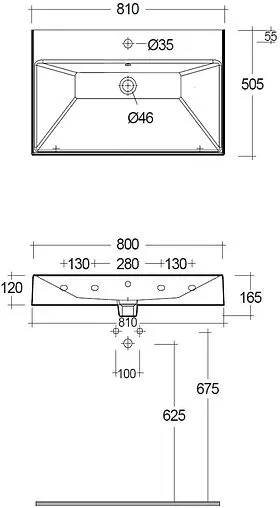 Раковина Kludi Resa 80 белый 59WW8143