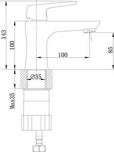 Смеситель для раковины Rossinka хром RS36-11U, 2