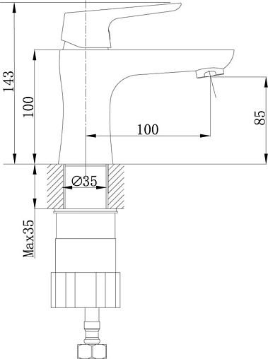 Смеситель для раковины Rossinka хром RS36-11U
