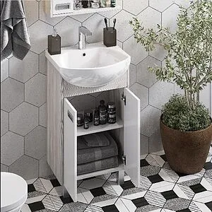 Тумба-умывальник напольная Aquaton Бекка PRO 50 белый/дуб соммерсет 1A2108K1BAC20, 5