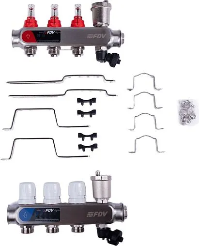 Группа коллекторная с расходомерами 3 отвода 1&quot;в/в x ¾&quot;ек FDV S1103C-2/3