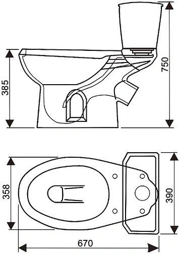Унитаз-компакт Оскольская керамика Элисса-Антивсплеск стандарт белый 43301110202