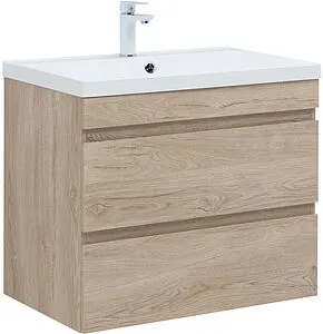 Тумба-умывальник подвесная Aquanet Нота New 75 дуб светлый 00334198+00204118 Тумба-умывальник подвесная Aquanet Нота New 75 дуб светлый 00334198+00204118, 1