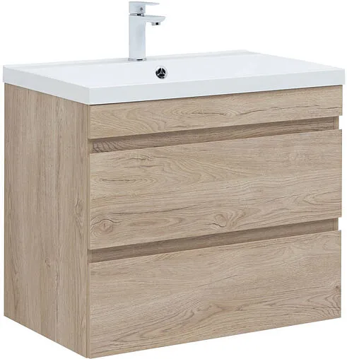 Тумба-умывальник подвесная Aquanet Нота New 75 дуб светлый 00334198+00204118