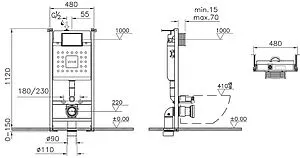 Комплект 5 в 1 VitrA Zentrum Square SmoothFlush 9875B003-7201 с кнопкой хром глянцевый Комплект 5 в 1 VitrA Zentrum Square SmoothFlush 9875B003-7201 с кнопкой хром глянцевый, 2