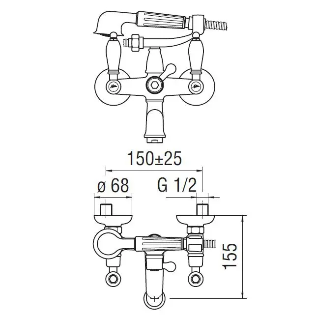 Смеситель для ванны Nobili Antica хром/белый AT31001CR Смеситель для ванны Nobili Antica хром/белый AT31001CR, 2