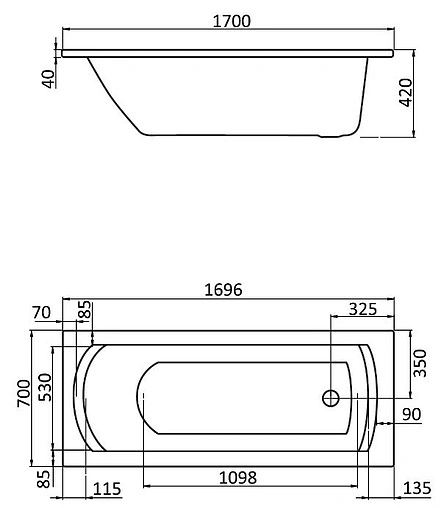 Ванна акриловая Santek Монако 170x70 1WH111979
