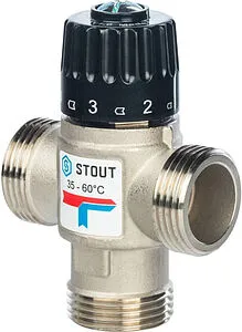 Трехходовой термостатический смесительный клапан 1&quot; +35...+60°С Kvs 1.6 Stout SVM-0020-166025, 1