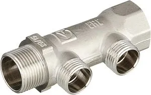 Коллектор распределительный проходной 2 отвода ¾"в/н x ½"к Valtec VTc.500.N.0502 Коллектор распределительный проходной 2 отвода ¾"в/н x ½"к Valtec VTc.500.N.0502, 1