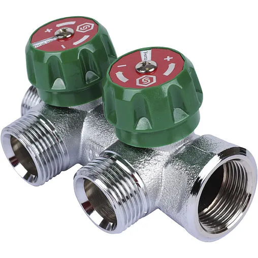 Коллектор регулирующий проходной 2 отвода ¾&quot;в/н x ¾&quot;ек Stout SMB-6850-343402