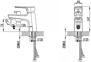 Смеситель на борт ванны на 1 отверстие SMARTsant Инлайн хром SM103509AA, 2