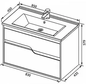 Тумба-умывальник подвесная Aquanet Модена 85 белый 00196965+00182320, 2