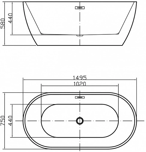 Ванна акриловая отдельностоящая Swedbe Vita 150x75 8801