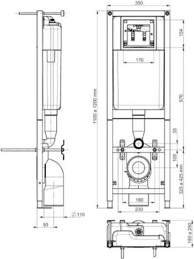 Комплект 6 в 1 Cersanit Delfi 64266 с кнопкой Leon IN-LEON-C3506 хром глянцевый