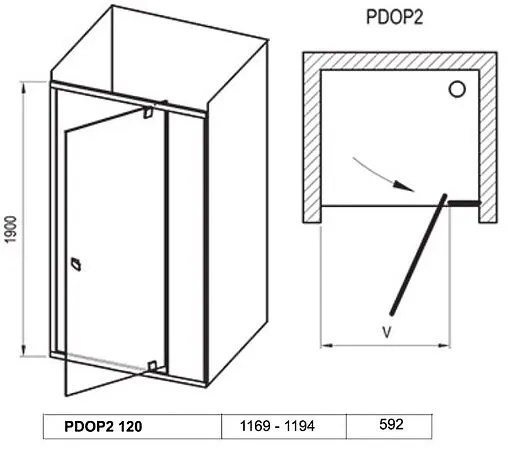 Дверь в нишу 1200мм прозрачное стекло Ravak Pivot PDOP2-120 03GG0100Z1