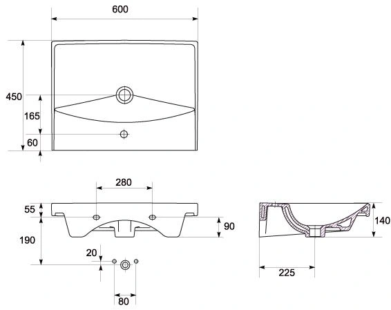 Раковина Cersanit City 60 белый S-UM-CIT60/1-w