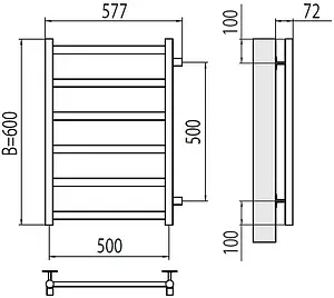 Полотенцесушитель водяной лесенка Terminus Аврора П6 500х600 бп500 полированная сталь 4670078529886, 2