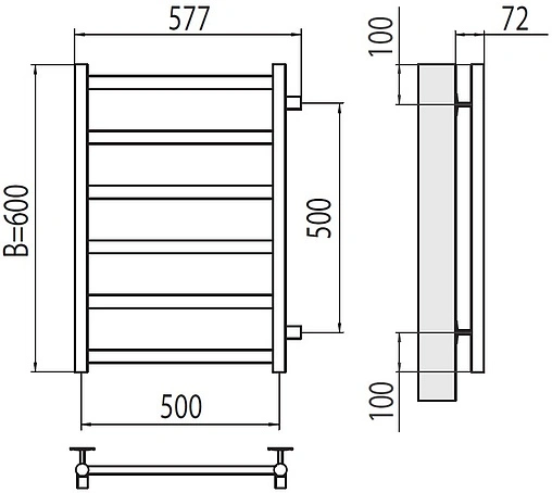 Полотенцесушитель водяной лесенка Terminus Аврора П6 500х600 бп500 полированная сталь 4670078529886