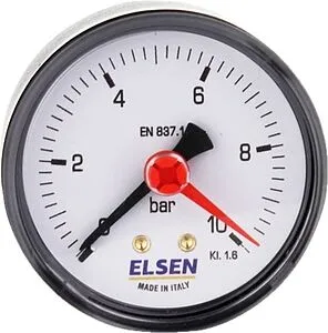 Манометр аксиальный Elsen 63мм 10 бар ½&quot; EMO63.10, 1