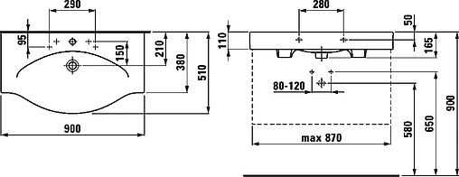 Раковина Laufen Palace 90 белый 8.1170.2.000.104.1
