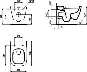 Унитаз подвесной безободковый Ideal Standard I.Life B RimLS+ белый ZZ0004, 2