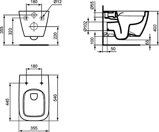 Унитаз подвесной безободковый Ideal Standard I.Life B RimLS+ белый ZZ0004