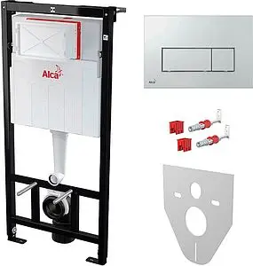 Инсталляция для подвесного унитаза Set 4 в 1 AlcaPlast Sadromodul AM101/1120-4:1 RU M571-0001 с кнопкой хром глянцевый Инсталляция для подвесного унитаза Set 4 в 1 AlcaPlast Sadromodul AM101/1120-4:1 RU M571-0001 с кнопкой хром глянцевый, 1