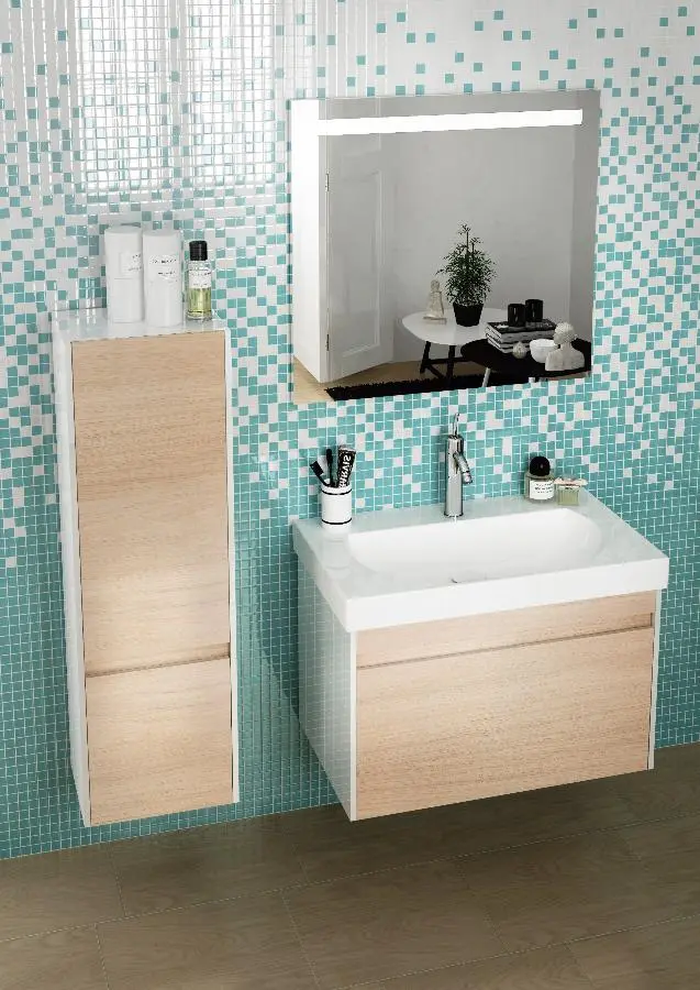 Шкаф-пенал подвесной Kerama Marazzi Buongiorno 36 дуб санома/белый BGN.120.2\ОАК Шкаф-пенал подвесной Kerama Marazzi Buongiorno 36 дуб санома/белый BGN.120.2\ОАК, 3