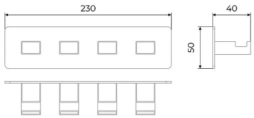 Планка с 4-мя крючками Timo Selene золото матовое 17015/17