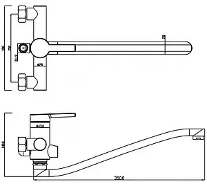 Смеситель для ванны с длинным изливом Swedbe Diana хром 1055 Смеситель для ванны с длинным изливом Swedbe Diana хром 1055, 2