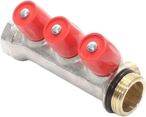 Коллектор регулирующий проходной 3 отвода красный ¾&quot;в/н x ½&quot;н General Fittings 6200E7N1004R3A