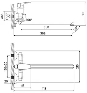 Смеситель для ванны с длинным изливом IDDIS Zodiac хром ZODSBL2i10WA Смеситель для ванны с длинным изливом IDDIS Zodiac хром ZODSBL2i10WA, 2