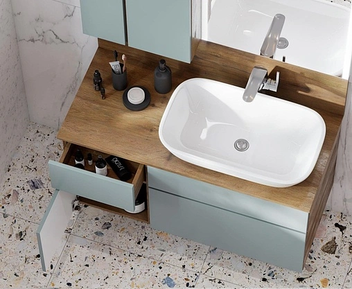 Тумба-умывальник подвесная Aquaton Мишель 100 фьорд/дуб рустикальный 1A2773K2MIX30