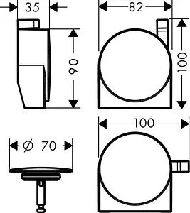 Внешняя монтажная часть сифона для ванны Hansgrohe Exafill S шлифованный никель 58117820, 2